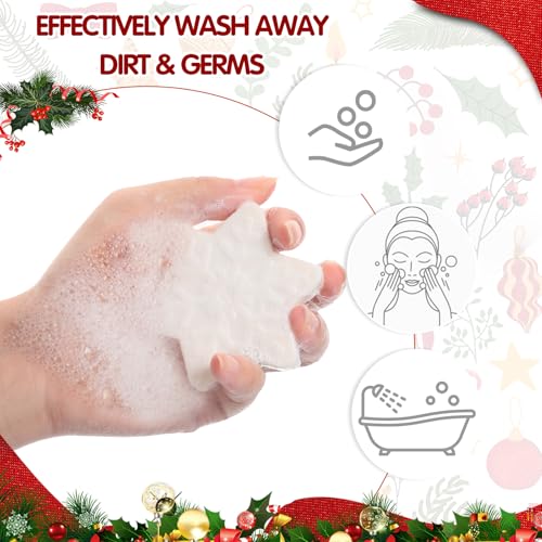 30 Set Christmas Soap Bar Gift Set Christmas Handmade Xmas Tree Santa Clause Gingerbread Snowflake Soaps Bulk Holiday Stocking Stuffer Party Favors for Bathroom(Multicolor,Mixed Style)