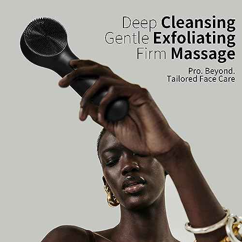 Silicone Face Scrubber, N?graCoola CLIE 2.0 Facial Cleansing Brush, Rechargeable, Waterproof Face Scrub Brush for Cleansing, Exfoliating, Massaging, Electric Facial Exfoliator for Women & Men - Black