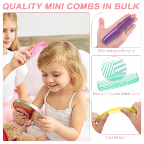 HOFASON 70 Pieces Bulk Mini Wet Hair Brush & Mini Comb Set for Kids Girls Women, Bridesmaid Gifts, Spa Party Supplies, Summer Stuff, 35 Travel Small Brush for Hair 35 Fine Wide Hair Combs for Boy Men