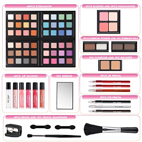 Hot Sugar Makeup Kit for Teenager Girls 10-12, All in One Beginner Makeup Kit for Women Full Kit, Teen makeup kit Cosmetic Gift Set on Birthday Christmas(Purple Daisy)