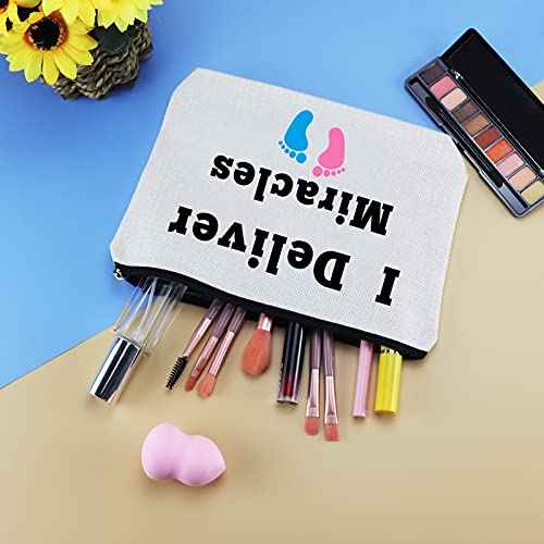 Mikela Midwife Gift Makeup Bag for Women Nurse Appreciation Doula OBGYN Doctor Cosmetic Thanksgiving Day Christmas Graduation Maternity Obstetrician Gynecologist Pouch
