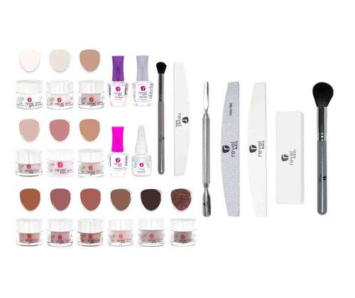 Revel Nail Dip Powder Starter Kit with Dip Powder Liquids & Tool Set, 9-5 Neutrals