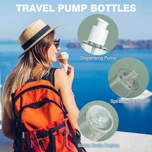 Travel Pump Bottle 2pcs Cosmetic Pump Container Refillable Clear Lotion Bottles for Cream and Pure Essential Oils to Travel and Bathroom