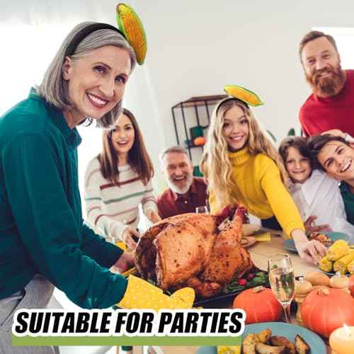 Hoteam 2 Pcs Corn Cob Headband Costume Fall Thanksgiving Holiday Headband for Women Skincare Spa Face Washing Hairband Christmas Corn Costume Masquerade Party