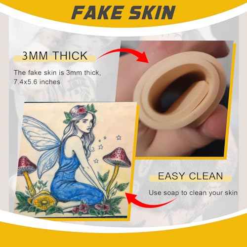3MM Tattoo Fake Skin - Narkysus 10Pcs Tattoo Skin Practice 3MM Thick Fake Skin Blank Tattoo Practice 7.4x5.6" Double Sides Use for Beginners and Artists Tattoo Supplies