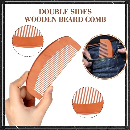 Maitys 10 Sets Beard Brush and Comb Set Bulk Boar Bristle Beard Brush Comb Scissors Kit Gifts for Men Father Colleague Employee Appreciation Christmas(Oval)