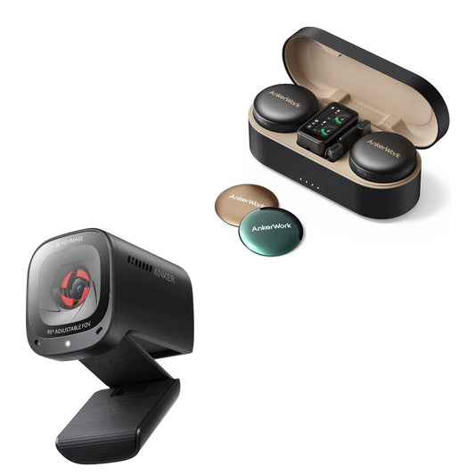 Anker PowerConf C200 2K Ultra-Clear Resolution Webcam with Microphone & AnkerWork M650 Wireless Lavalier Microphone,BassUp Technology, IPX7 Waterproof, 2-Channel Quality Pickup,Easy to Use, Live Strea