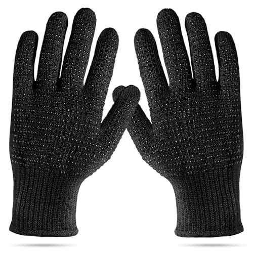 A pair of Black Heat Resistant Gloves, Ultra-High Temperature Tolerance, Non-Slip Design Heat Glove, Breathable & Comfortable Heat Gloves for Hair Styling