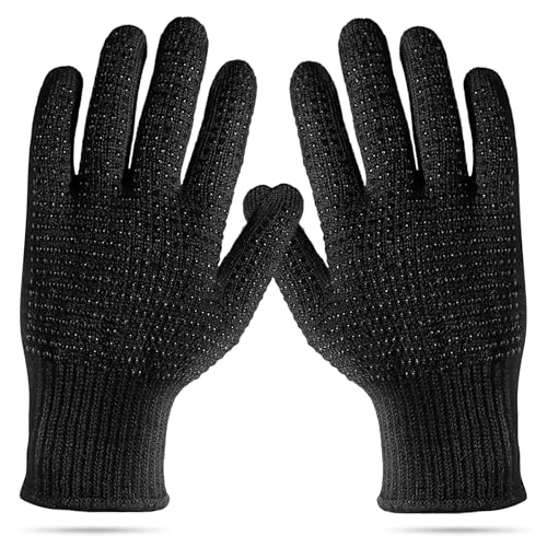 A pair of Black Heat Resistant Gloves, Ultra-High Temperature Tolerance, Non-Slip Design Heat Glove, Breathable & Comfortable Heat Gloves for Hair Styling
