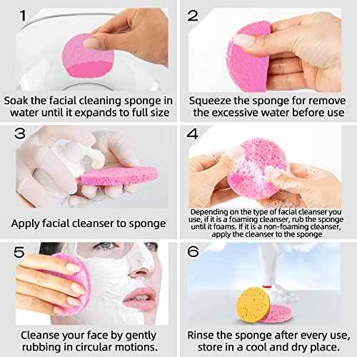 50-Count Compressed Facial Sponges|Kickleen 100% Natural Cellulose Cosmetic Spa Sponges for Daily Facial Cleansing|Makeup and Mask Removal|Exfoliating|Skin Massage|Pore Exfoliation (50 Count (Pink))