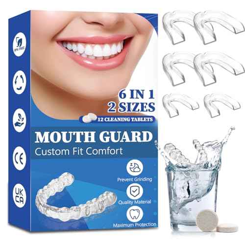 Mouth Guard for Grinding Teeth at Night, Night Guards for Teeth Grinding, Dental Night Guards for Sleep, Comfortable Grinding Guard for Adults with 12 Cleaning Tablets