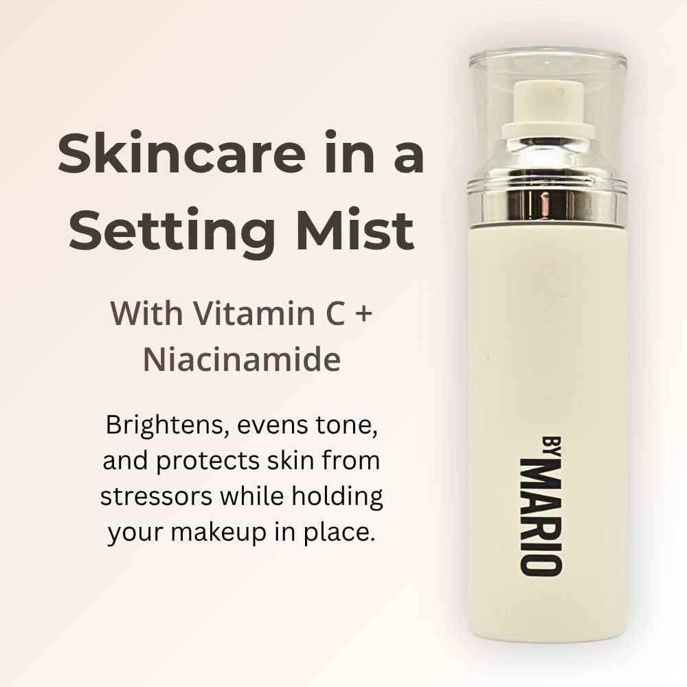 MAKEUP BY MARIO SurrealSkin 16HR Soft Setting Spray, Alcohol-Free, Hydrating Mist for Natural, Long-Lasting Makeup, with Hyaluronic Acid & Vitamin C, 3.38oz