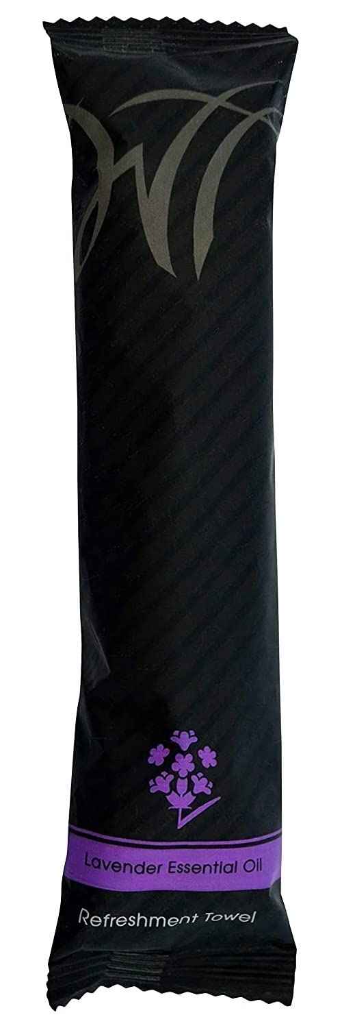 WT WHITE TOWEL SERVICES 10" x 10" inch Moist Cotton Towel Individually Wrapped - Lavender Scent (Case of 50)