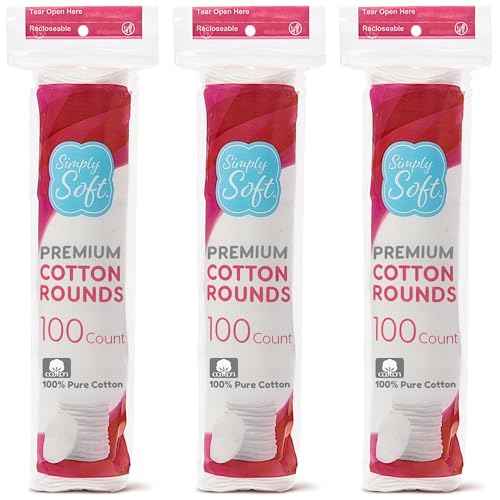 Medline Simply Soft Cotton Rounds (300 Count), 100% Cotton Absorbent and Textured Cotton Pads, Lint-Free