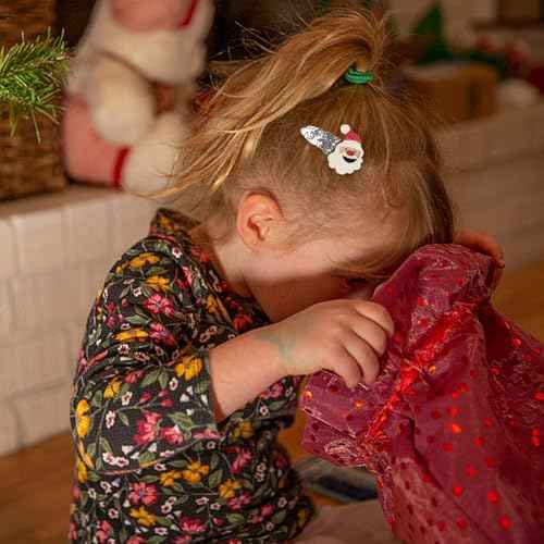 5pcs Christmas Hair Clips for Girls, Cute Reindeer Hair Clips Sparkly Sequins Hairclips Glitter Santa Clause Hair Barrettes Snap Clips, Christmas Hair Accessories Party Favors Gifts for Girls Toddlers