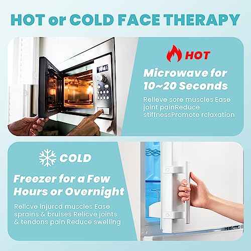 Ice Face Eye Mask for Dark Circles and Puffiness Cold Warm Compress, Gel Cold Cooling Face Mask Package for Women and Men, Migraines, Headache, Stress and Relaxation