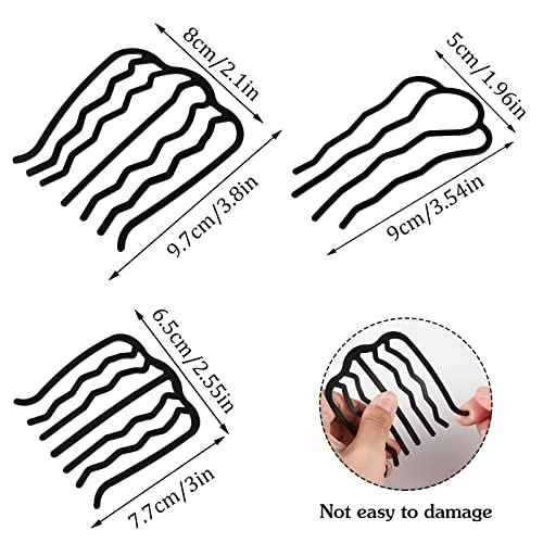 8 Piece U-Shape Hair Combs for Women's French Twist Updo and Bun Vintage Styling (Black)