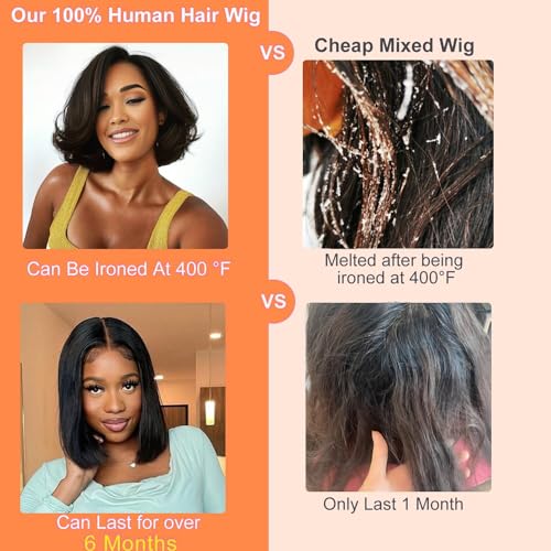 Bob Wig Human Hair Glueless 99J Burgundy 14 Inch 9x6 HD Lace Front Glueless Wigs Human Hair Pre Plucked Pre Cut 200% Density Straight Bob Wigs for Black Women
