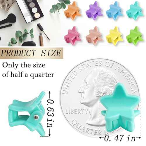 70PCS Mini Claw Clips Small Hair Clips With Fancy Box Star Hair Accessories for Women, Girls, Kids - Colorful Gift Set (Star-SET9)