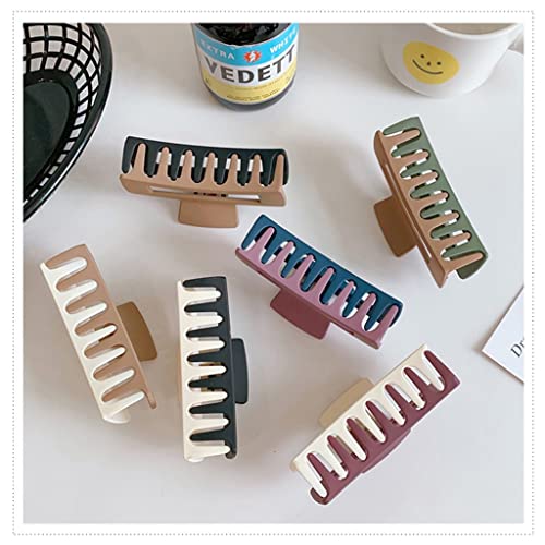 Yusier 6PCS Large Hair Claw Clip Matte Rectangle Hair Clip Plastic Stitching Color Clips French Square Clip (2 Color Splicing-Rectangle)