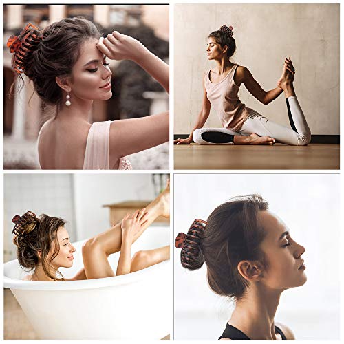 OWIIZI Large Hair Claw Clips for Women 4.3" Matte Leopard Jumbo Hair Clips Non-Slip Ponytail Barrette Strong Hold Claw Clips for Girls Long Thick Hair (4Packs)