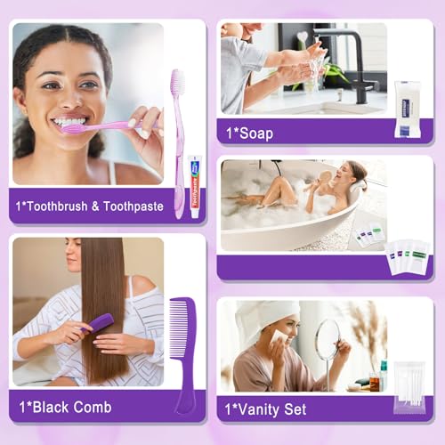50 Kits Travel Toiletry Kit Bulk, Personal Hygiene Kit, Disposable Hygiene Kit Homeless Care Supplies Charity Kit For Home, Hotel, Camping, Travel
