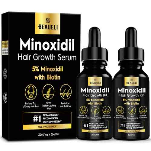 5% Minoxidil Hair Growth for Men and Women: Extra Strength Minoxidil Beard Regrowth Treatment Serum with Biotin for Thinning Hair Loss to Grow Thicker Fuller 30ml 2 Bottles