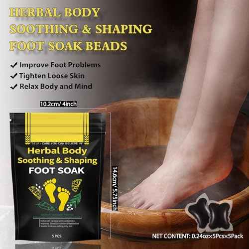 25PCS Herbal Body Detox Foot Soak Beads, Detox & Shaping Cleansing for Men and Women, Daily Rebody Body Detoxingherbs Foot Soak Beads for a Relaxing and Soothing Experience (5 Pack /25 PCS)