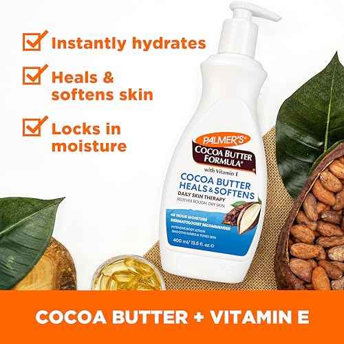 Palmer's Cocoa Butter Formula Daily Skin Therapy Cocoa Butter Body Lotion for Dry Skin, Hand & Body Moisturizer, Pump Bottle, 13.5 Oz (Pack of 1)