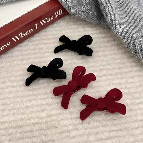 20Pcs Mini Hair Bows for Girls Red Black Hair Bow Velvet Bow Hair Clips Retro Bow Hair Clip Hair Bow Clips Bow Clip Small Hair Bows Clips Bow Clips for Women Daily Hair Accessories