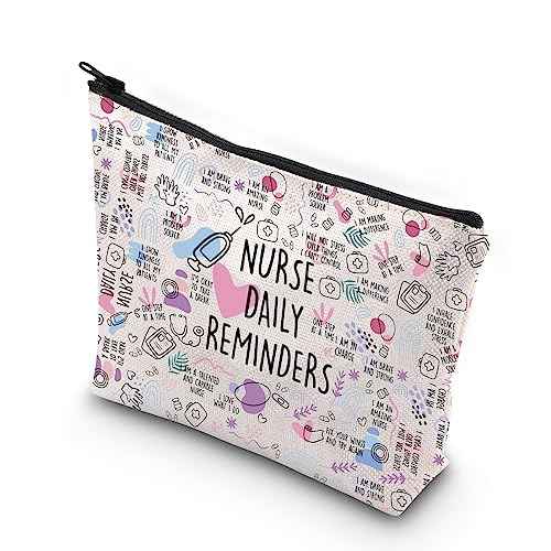 WCGXKO Nurse Gift Nurse Daily Reminders Motivational Zipper Pouch Makeup Bag (NURSE DAILY)
