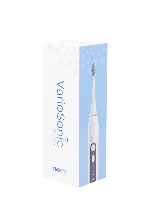 PRO-SYS® VarioSonic Plus+ Professional Electric Toothbrush Full Kit, Rechargeable Powered Toothbrush with Travel Case, 5 Brush Heads, 5 Modes, Extra Long Battery, Pressure Sensor and Timer (White)