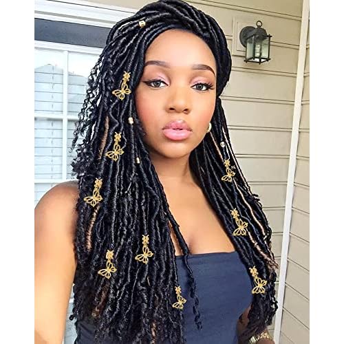 NAISKA Butterfly Dreadlock Accessories [10Pcs], Gold Hair Braid Charms, Cuffs Clips Rings, Women and Teen Girls Gifts