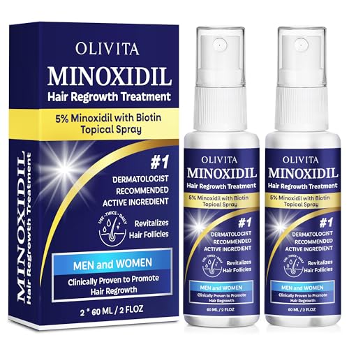 5% Minoxidil for Men and Women Hair Growth: Minoxidil Spray Hair Regrowth Treatment Serum with Biotin & Rosemary -Stop Hair Thinning and Hair Loss For Stronger Thicker Longer Hair
