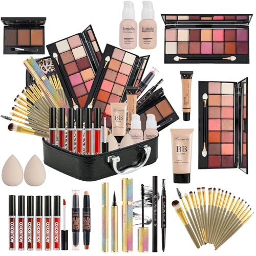 All in One Makeup Kit for Women Full Kit,Makeup Set for Women, Includes Eyeshadow Palette/Foundation/lip gloss/Eyeliner/Mascara/makeup Brush,Makeup Gift Set for Christmas & Birthday&Holiday&Everyday.