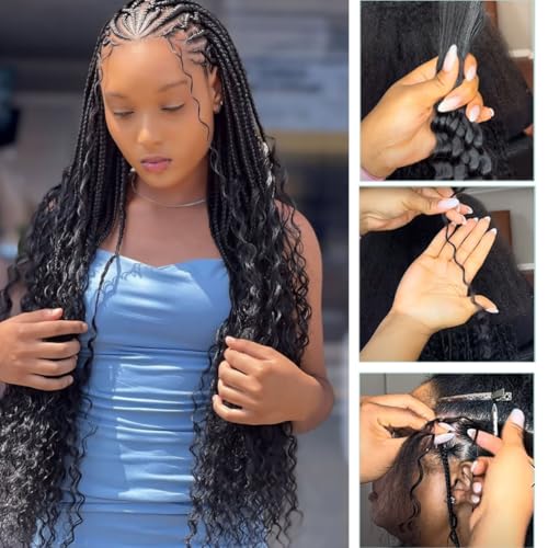 Human Braiding Hair Boho Braids Human Hair Water Wave Bulk Human Hair for Braiding No Weft Bundle Brazilian Virgin Curly Hair Extensions Natural Color 22 Inch 1pack/100g