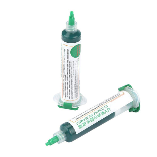2 Pcs PCB UV Curing Solder Mask Ink, UV Curable Solder Mask Soldering PCB BGA Repair Green Paint, PCB Solder Resist Ink