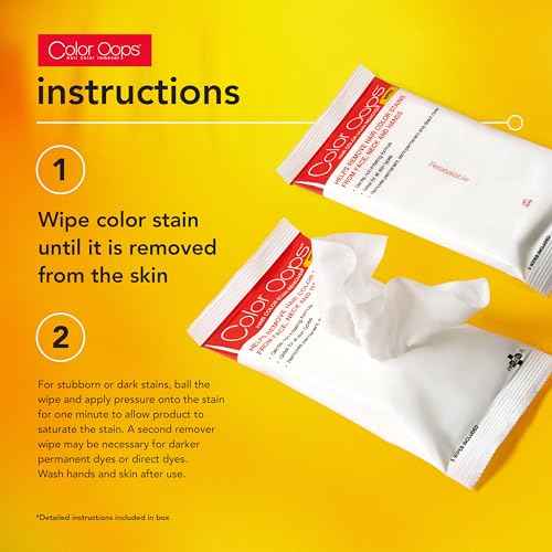 Color Oops Hair Color Remover Wipes, 5 Count, Coconut Oil Base Quickly and Gently Removes Temporary, Semi-Permanent, & Permanent Hair Color Stains From Your Skin, Cruelty Free