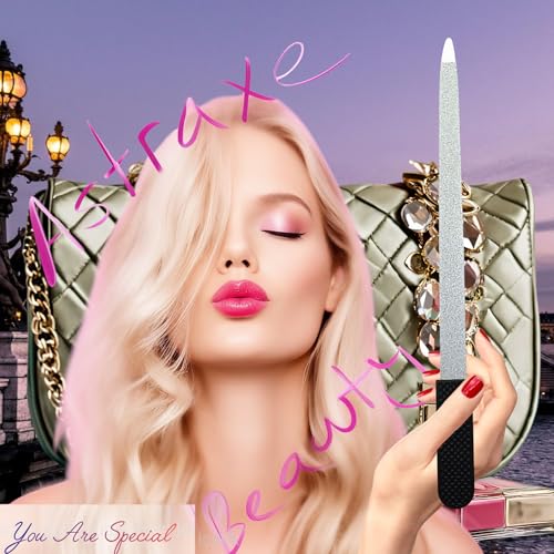 Professional Sapphire Black Nail File ? 6.7" Stainless Steel, Double-Sided Metal File, Ergonomic Non-Slip Handle, for Natural, Gel, Acrylic Nails, Manicure & Pedicure Tool