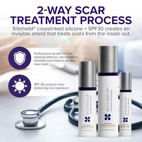Biocorneum Advanced Scar Treatment with Silishield¢ç & SPF 30 10g ? Made in the USA, Fast-Drying, Silicone Scar Gel - Surgeon Recommended for New & Old Scars - Suitable for Children Over 6 Months
