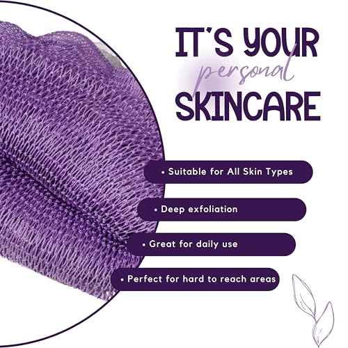 AFRIKI African Net Sponge ? Exfoliating Body Scrubber, Black Owned & Rooted in Africa, All Skin Types | 45 in Long (Lilac)