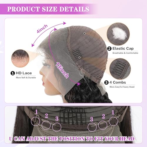 30 Inch Body Wave Lace Front Wigs Human Hair 180% Density Frontal Wigs Human Hair Wigs for Black Women 13x4 HD Lace Front Wigs Human Hair Pre Plucked with Baby