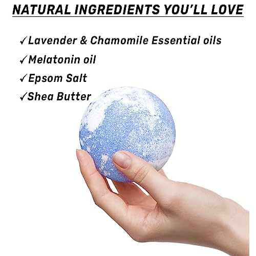 Sleep Well Bubble Bath Bombs Melatonin Infused Lavender Chamomile Essential Oils Luxurious Bath for Dry Skin Perfect Self Care Gifts for Women and Men