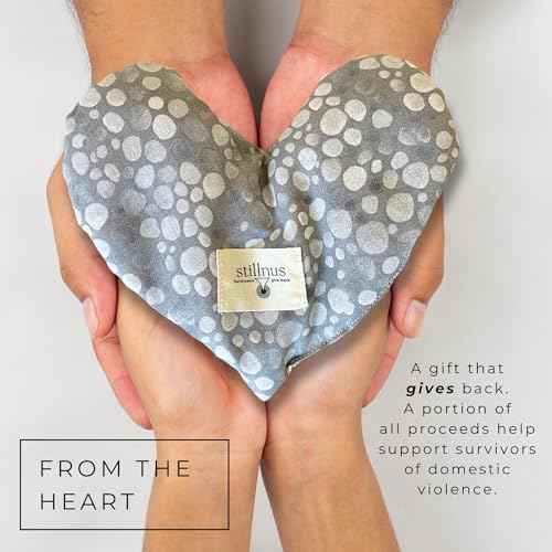 Cooling Eye Pillow with Lavender ? Grey Dot Heart Mask for Puffy Eyes, Stress Relief, Sensory Recovery ? Meditation & Bedtime Calm Gift Under $40