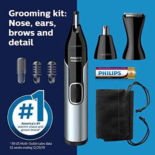 Philips Norelco Exclusive Bodygroom Series 7000 Showerproof Body & Manscaping Trimmer & Shaver, BG7040/42 + Philips Norelco Nose Trimmer 5000 for Nose, Ears, Eyebrows Trimming Kit, NT5600/42