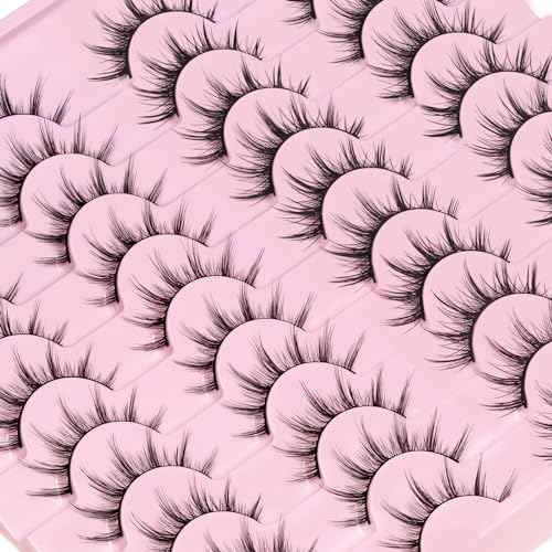 Losha Manga Lashes Natural Look Wispy False Eyelashes 20 Pairs 2 Styles Mixed Soft Fake Eye Lashes Pack Vegan Asian Anime Eyelashes (20P-Manga)