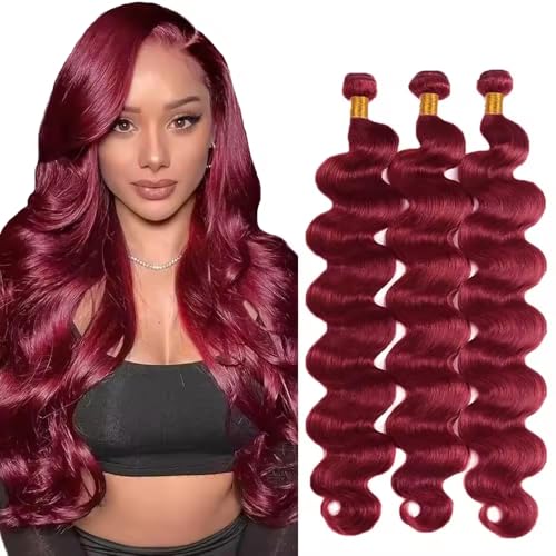 99J Human Hair Bundles Wine Red Body Wave 3 Bundles 20 22 24 inch Burgundy Bundle Human Hair Extensions for Women