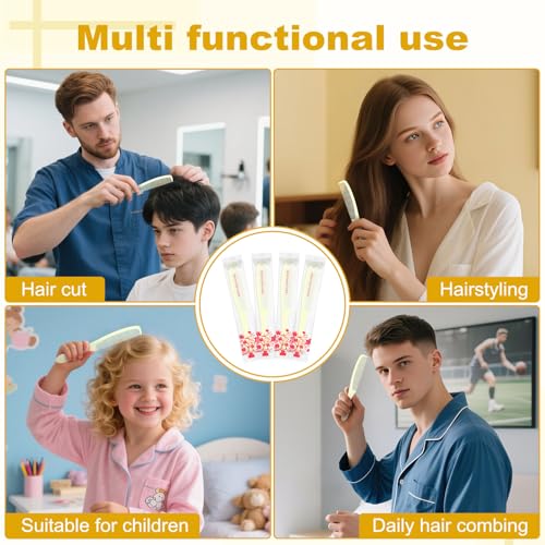 200 PCS Disposable Combs in Bulk Individually Wrapped, Plastic Unbreakable Yellow Hair Combs for Homeless, Suitable for Family,Hotel, Air Bnb, Shelter,Nursing,Home,Charity and Church