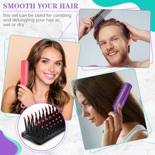 72 Pcs Bulk Hair Brushes Combs Set for Homeless Individually Wrapped Hairbrushes Bulk Curly Thick Long Smoothing Detangling Hairbrushes for Women Hotel Homeless Nursing Charity (Multicolor)