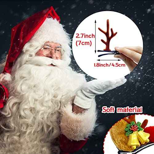 12 Pairs Reindeer Hair Clips, Deer Horn Barrettes for Women & Girls - Christmas Hair Accessories